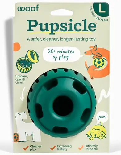 WOOF Pupsicle large green rubber treat-dispensing dog puzzle toy