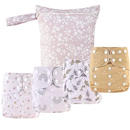 HappyFlute 9-set adjustable cloth diapers with wet bag