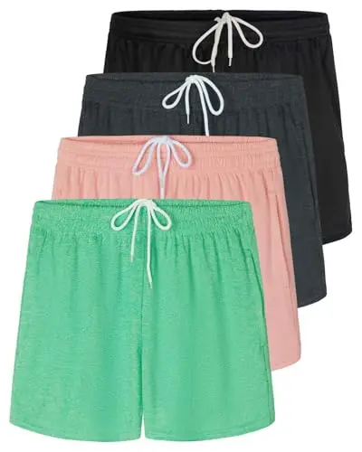 Real Essentials girls mesh athletic running shorts in a four-pack