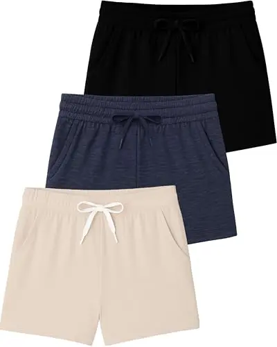 Real Essentials girls lounge soft comfy shorts in a three-pack