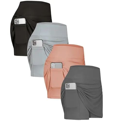 Real Essentials women's active skort with pleated front and ruffled back in multiple colors