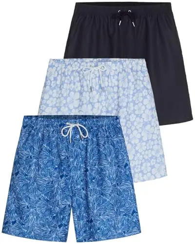 Real Essentials Men's Swim Shorts in a 3-pack set