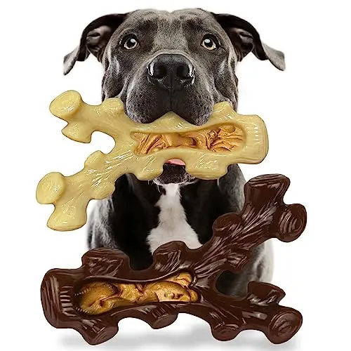 SIHRMIU two pack brown and off-white nylon dog chew bones