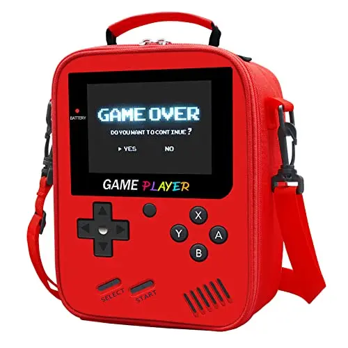 Ruokey red gamer-themed insulated lunch bag for boys and girls