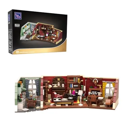 Pantasy 221B Baker Street building block set showing modular apartments with detailed interior rooms