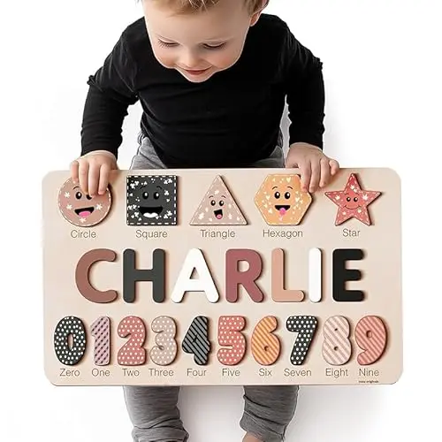 Zuzu personalized wooden name puzzle with colorful, painted letters