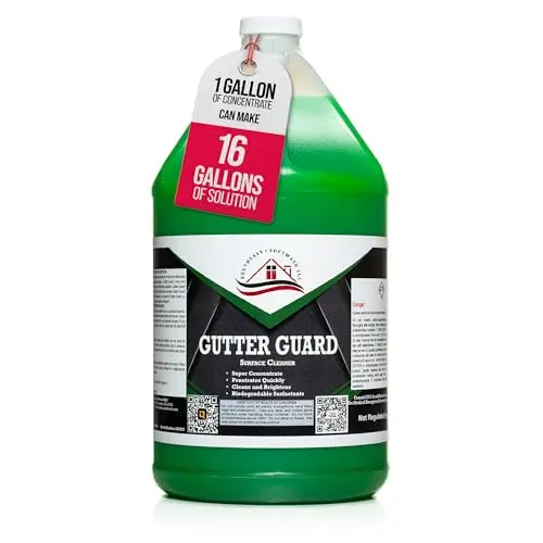 Gutter Guard by Southeast Softwash one-gallon jug of heavy-duty concentrated gutter cleaner chemical.