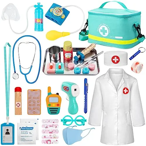 Sundaymot 34-piece doctor kit for kids with medical bag and tools