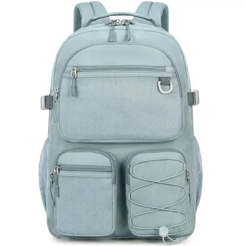 Lohol water-resistant backpack with multiple pockets in blue