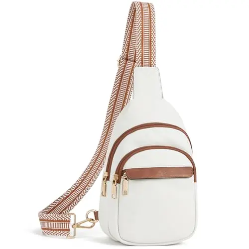 BOSTANTEN Small Leather Sling Bag for Women in Beige