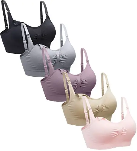 Suekaphin 5-pack wireless nursing bras in assorted colors
