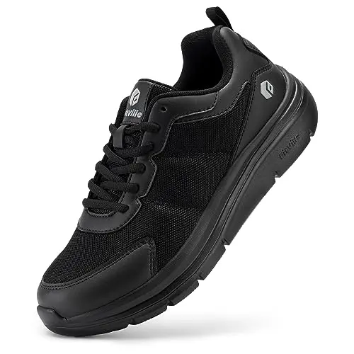 FitVille Men's Wide Width Walking Sneakers in Jet Black