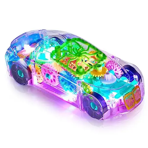 Playbees transparent light-up toy car with moving gears