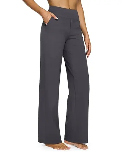 G4Free Women's Wide Leg Yoga Dress Pants in Dark Grey