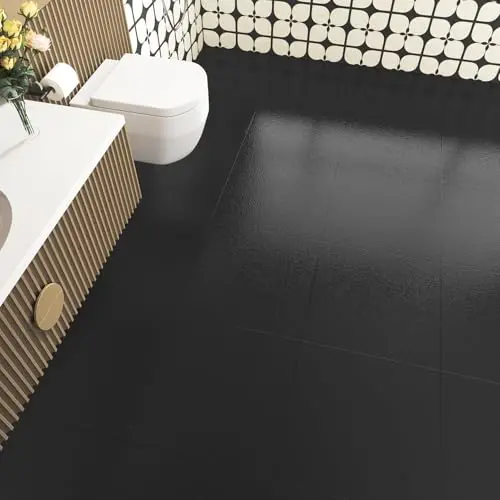 LIKILIKI pure black marble peel and stick vinyl floor tiles