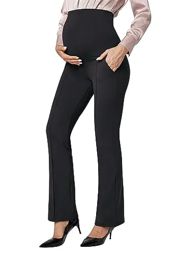 IUGA soft maternity pants with a demi-flare bootcut leg.