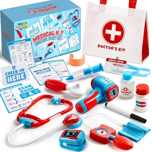 Play-Act 16-piece pretend play doctor kit with light and sound