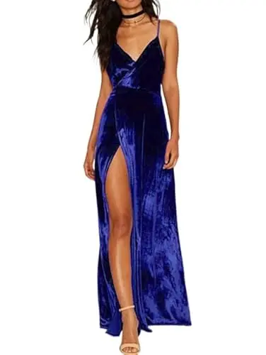 UOOZEE women's wrap V-neck dress in royal blue