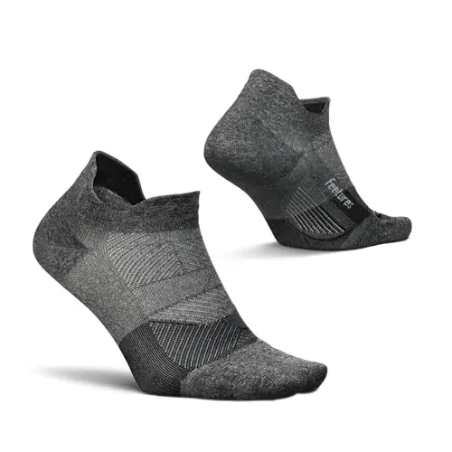 Feetures Elite Ultra Light No Show Tab Ankle Socks in gray