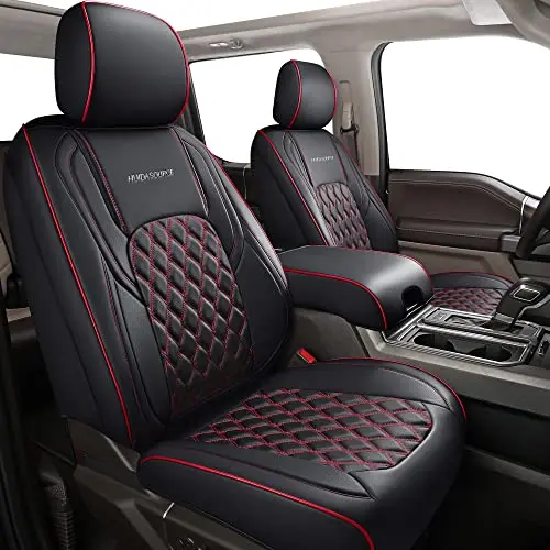 Huidasource black and red leather seat cover set for Jeep Wrangler JK 2-door