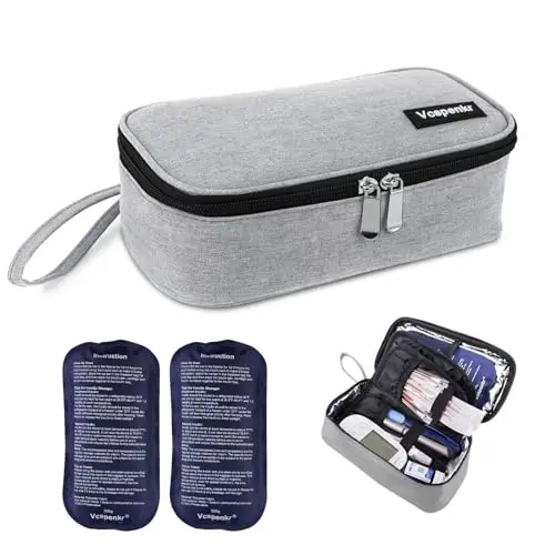 Vcspenkr large capacity insulated medication organizer bag in gray