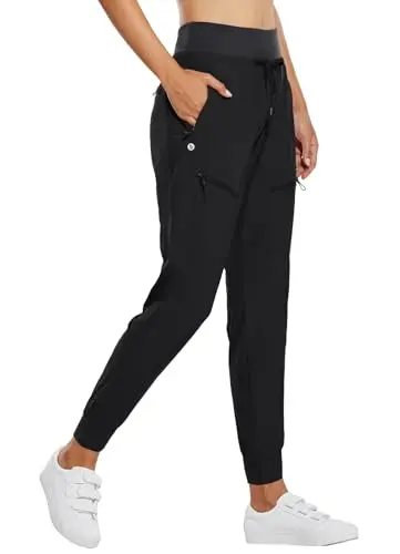 BALEAF women's lightweight high-waist jogger pants with zipper pockets