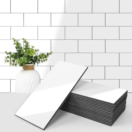 Art3d 102-piece glossy white subway peel and stick wall tiles