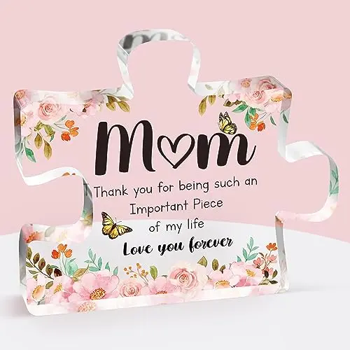 Buioata clear acrylic puzzle piece plaque with a thankful message for mom