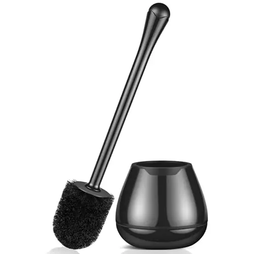 alpsnow black toilet brush and holder with compact, modern design