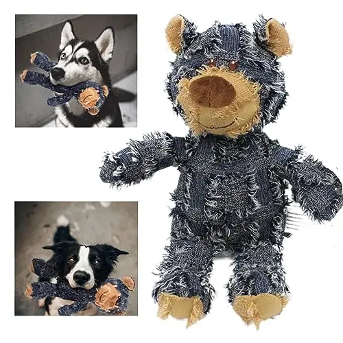 MAXBECK navy blue stuffed bear dog toy for heavy chewers