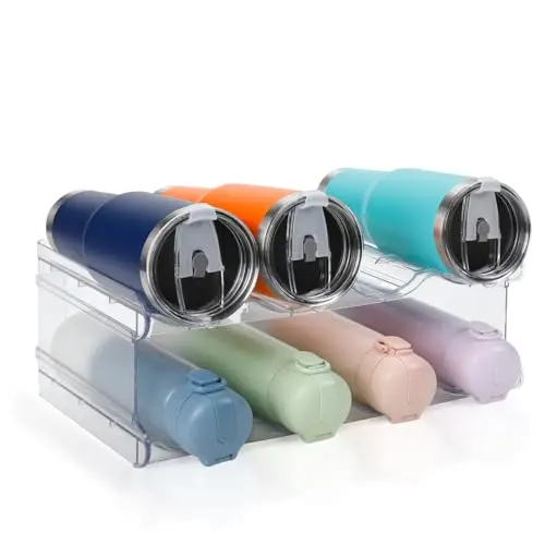spospo stackable water bottle organizer with large compartments for various bottle sizes