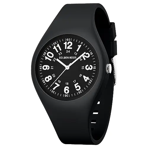 Golden Hour Sports Analog watch with all black jelly silicone strap