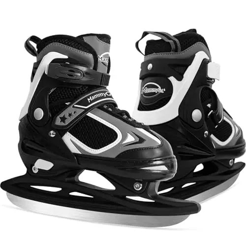 MammyGol adjustable lace-up hockey skates for kids in black