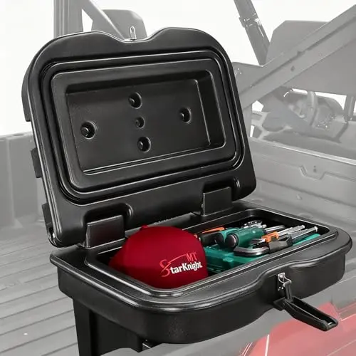 StarknightMT Ranger XP 1000 Bed Box in black, showing its rectangular shape and latch closure.