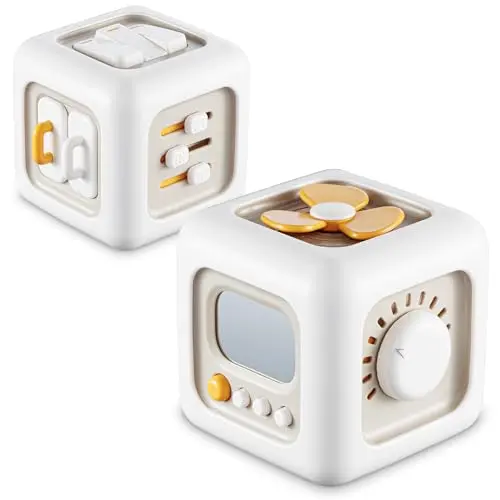 SOCBTNSO small colorful activity cube with various sensory panels