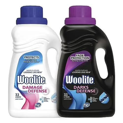 Woolite Darks Defense and Damage Defense laundry detergent bottles bundle