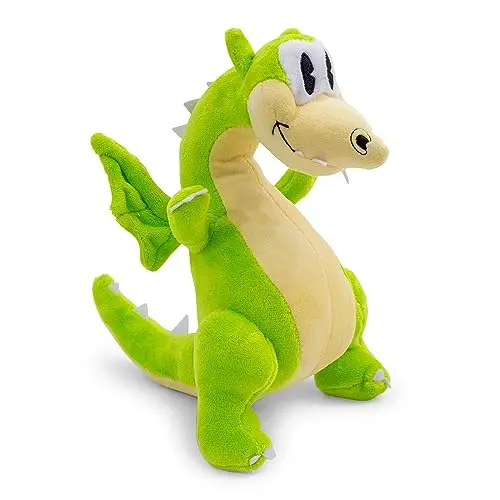 Toynk Cuphead Grim Matchstick dragon plush toy in green and yellow, 8 inches tall