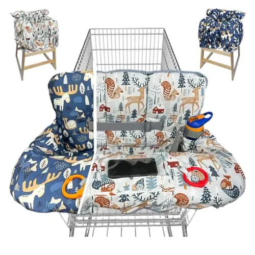 Waterproof reversible double-sided shopping cart cover with anchor pattern
