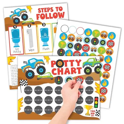 Hadley Designs Monster Truck Potty Training Chart with vehicle stickers