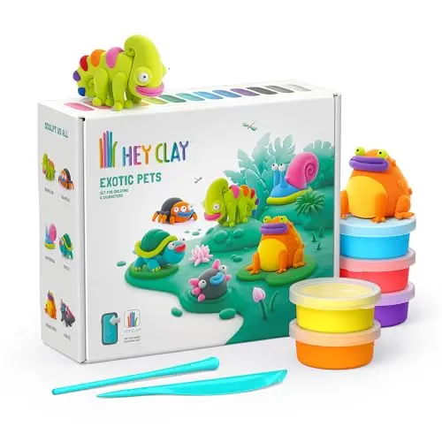 HEY CLAY Exotic Pets Set with 15 cans of air-dry clay and sculpting tools