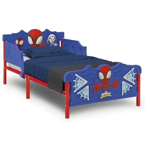 Delta Children blue Spidey and His Amazing Friends themed toddler bed with 3D accents