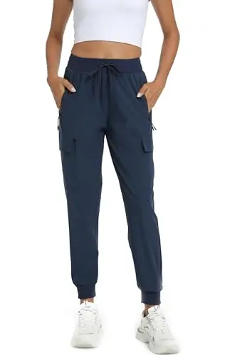 RROSSEYZ women's lightweight cargo pants with hook-and-loop and zipper pockets
