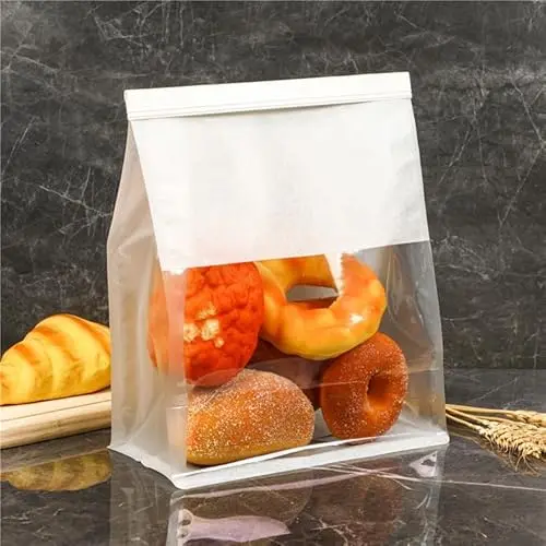COMIKO Paper Bread Bags with clear window and tin tie closure