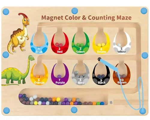 HONGID wooden dinosaur-themed magnetic maze bead toy