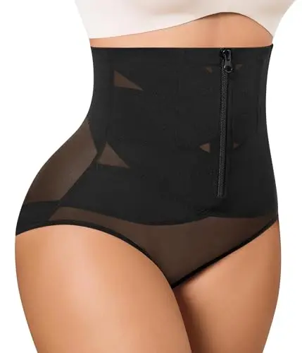 Nebility butt lifting shapewear shorts with zipper and cross-over tummy control