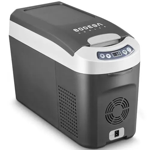 BODEGA 16QT car refrigerator in black designed for armrest installation