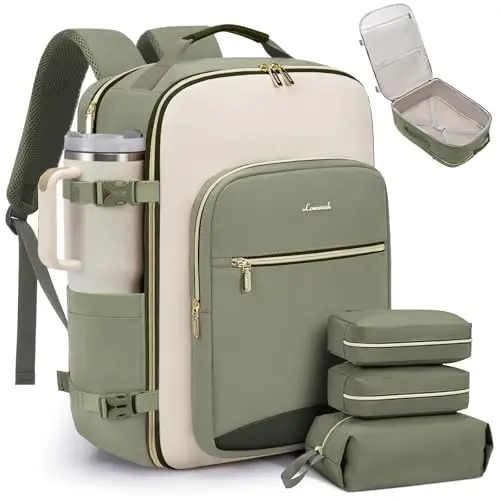 LOVEVOOK 40L travel backpack with included packing cubes