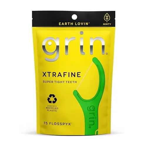 GRIN XtraFine Flosspyx dental floss picks designed for extremely tight spaces