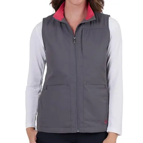 SCOTTeVEST Best Travel Vest for Women in FossilGray and Pop color