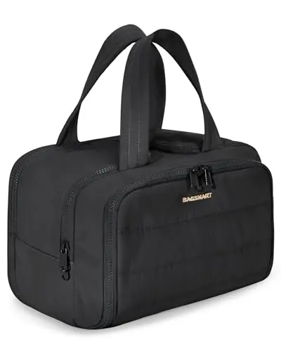 BAGSMART puffy wide-open toiletry bag with dry-wet separation compartments